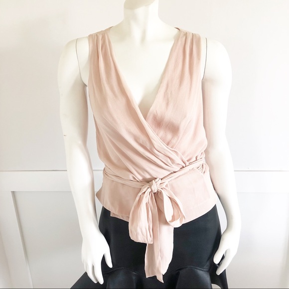 INTERMIX Tops - Intermix Silk Sleeveless Wrap Top Blush Pink